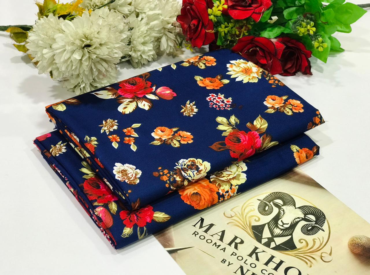 Premium Floral Prints Unstitched Polo Cotton 2Pc