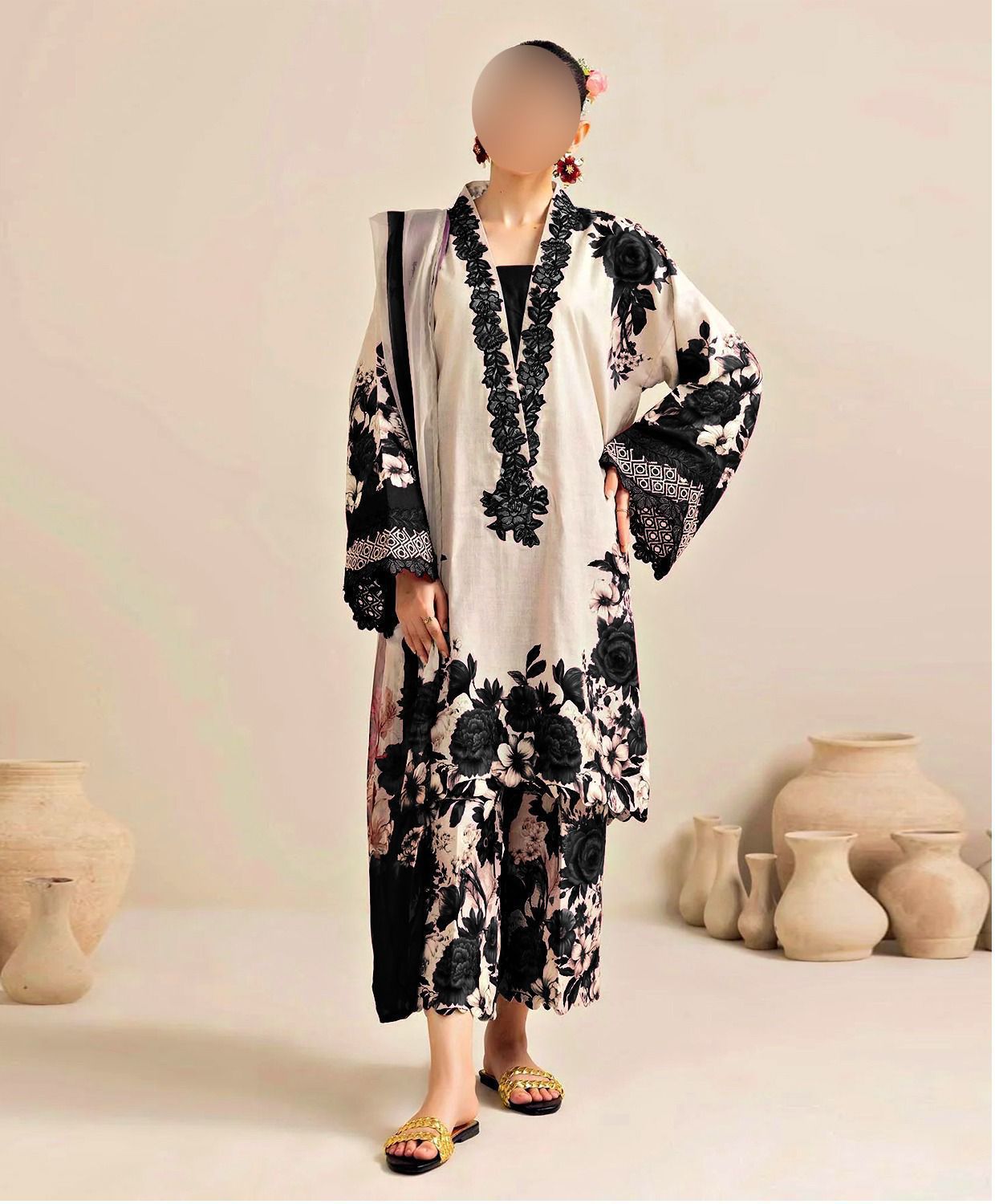 Zainab Chottani Embroidered Silk 3Piece