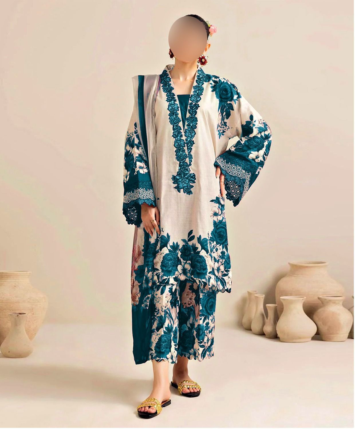 Zainab Chottani Embroidered Silk 3Piece