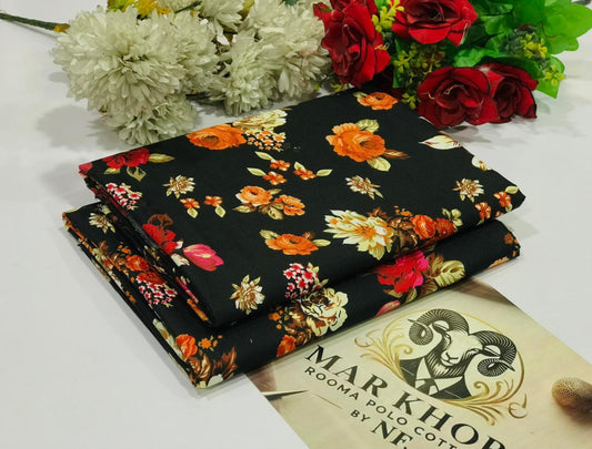 Premium Floral Prints Unstitched Polo Cotton 2Pc