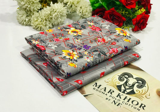 Premium Floral Prints Unstitched Polo Cotton 2Pc