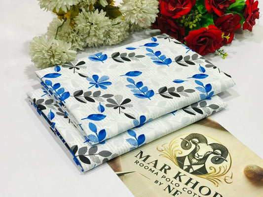 Premium Floral Prints Unstitched Polo Cotton 2Pc