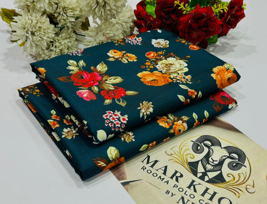 Premium Floral Prints Unstitched Polo Cotton 2Pc
