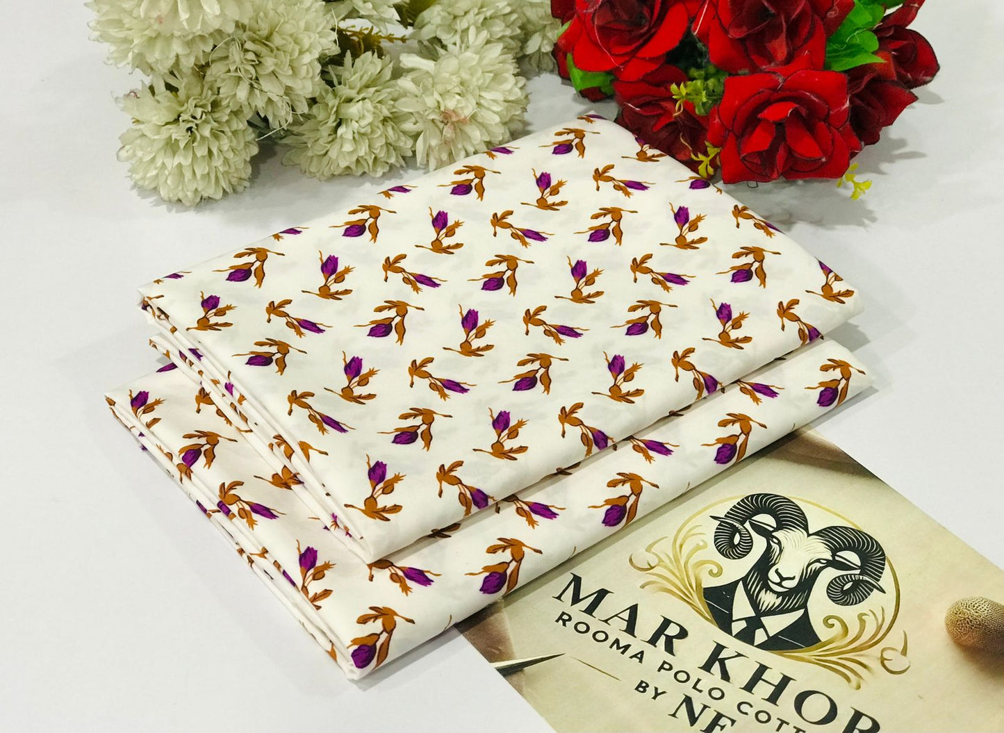 Premium Floral Prints Unstitched Polo Cotton 2Pc