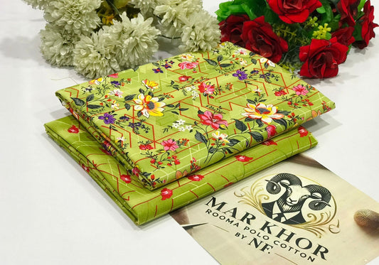 Premium Floral Prints Unstitched Polo Cotton 2Pc