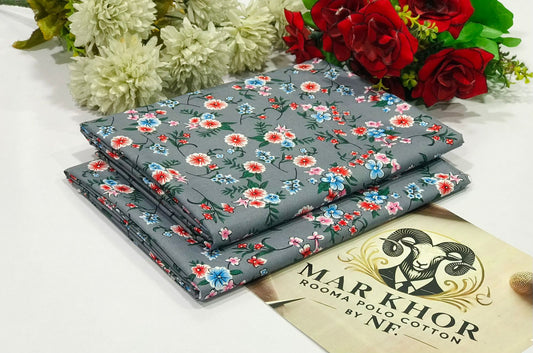 Premium Floral Prints Unstitched Polo Cotton 2Pc