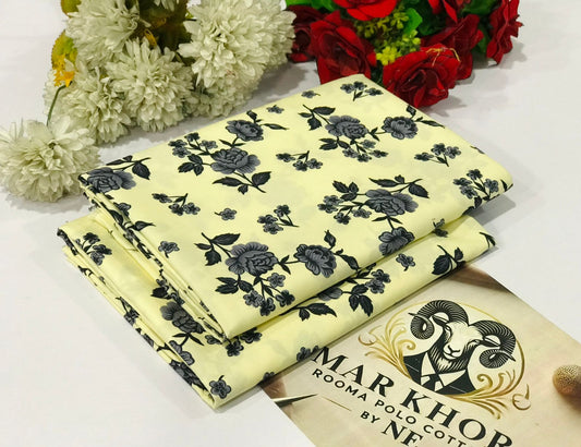 Premium Floral Prints Unstitched Polo Cotton 2Pc