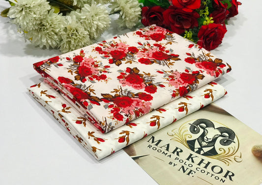 Premium Floral Prints Unstitched Polo Cotton 2Pc