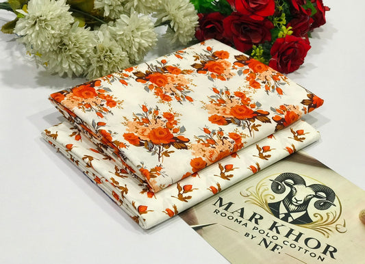 Premium Floral Prints Unstitched Polo Cotton 2Pc