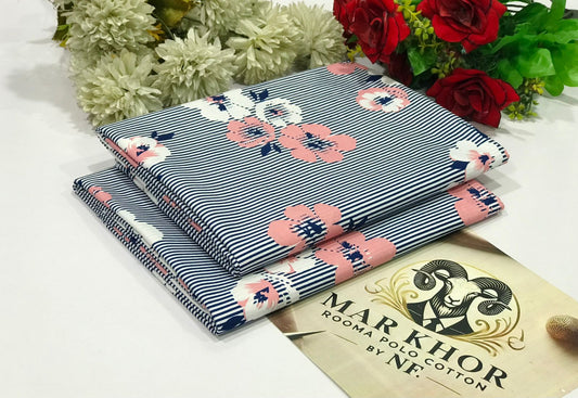 Premium Floral Prints Unstitched Polo Cotton 2Pc