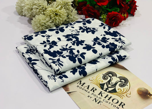 Premium Floral Prints Unstitched Polo Cotton 2Pc