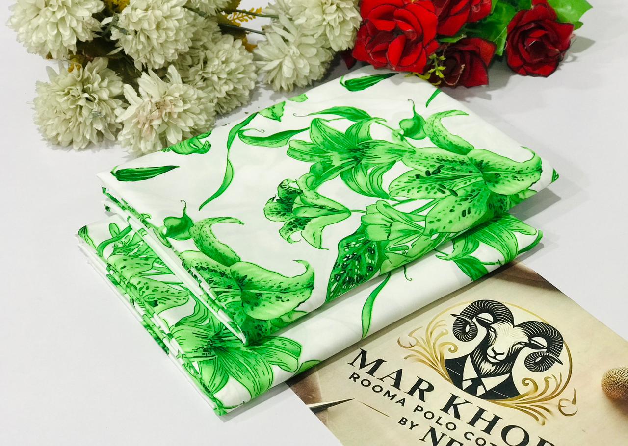 Premium Floral Prints Unstitched Polo Cotton 2Pc