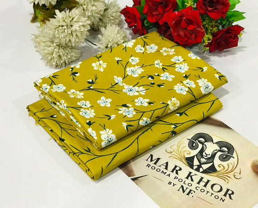 Premium Floral Prints Unstitched Polo Cotton 2Pc