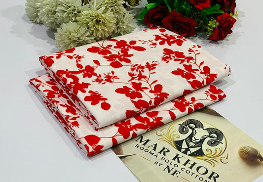 Premium Floral Prints Unstitched Polo Cotton 2Pc