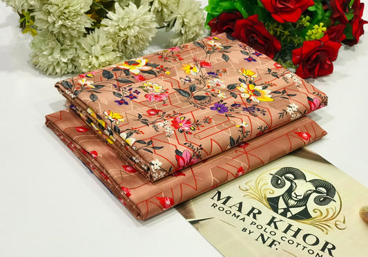Premium Floral Prints Unstitched Polo Cotton 2Pc